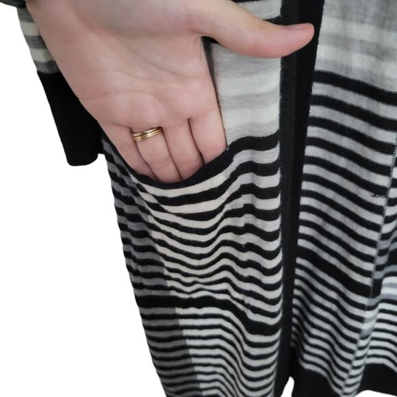 Vince Merino Wool Striped Intarsia Open Front Longline Cardigan (Size Small S) - Picture 8 of 16